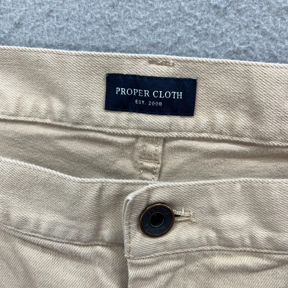 Proper Cloth Pants Mens 44x32 Novara Tan Khaki Slub Stretch Office Twill Modern